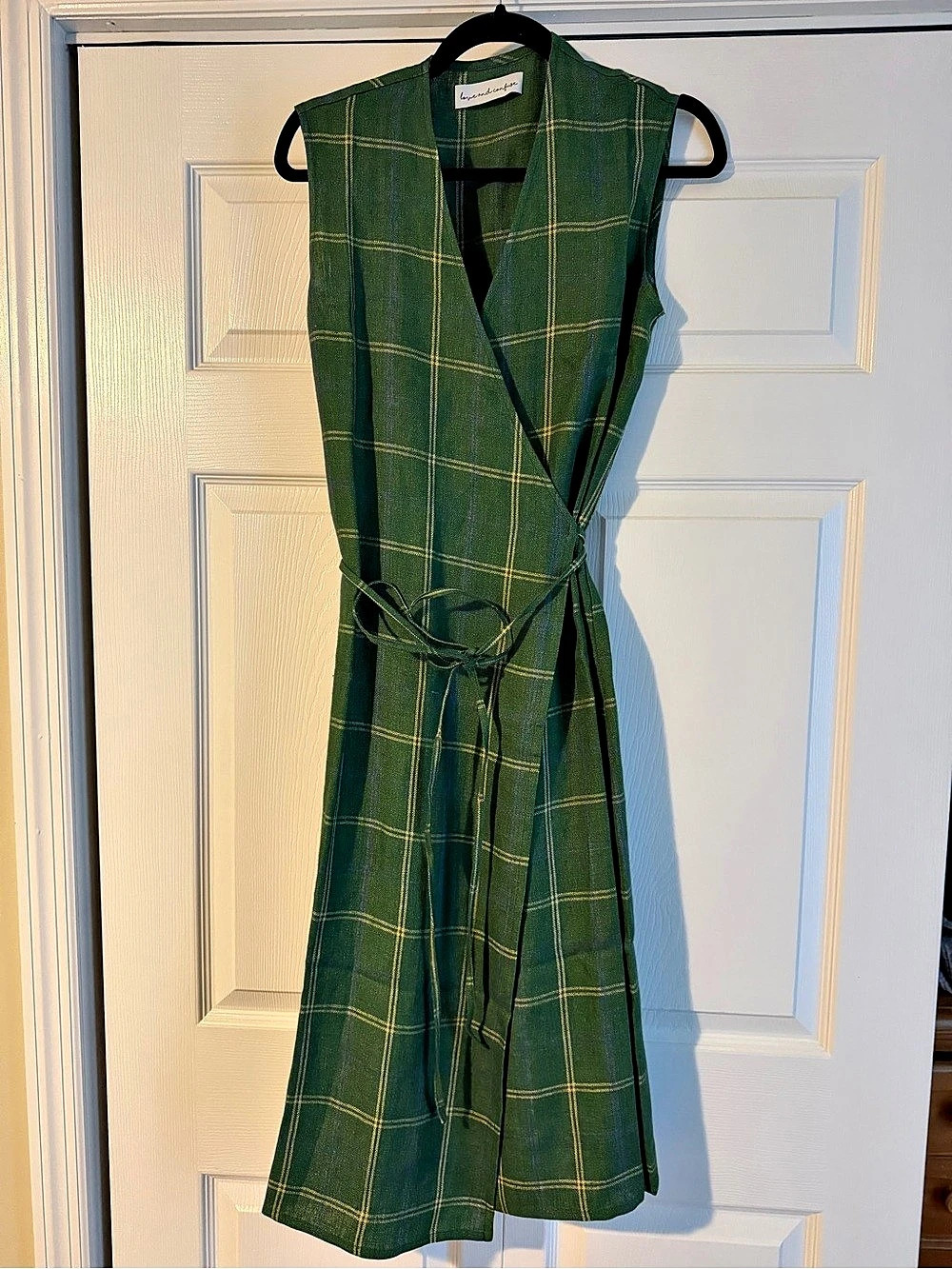 Love and Confuse Wrap Midi Dress in Green Plaid
